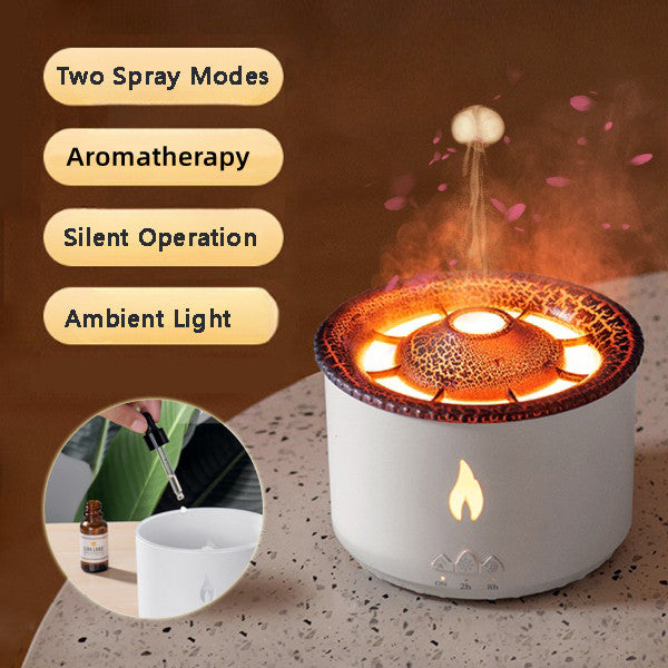 Ultrasonic Volcano Flame Essential Oil Diffuser – Jellyfish Mist Aromatherapy Humidifier - Lofty Enterprises
