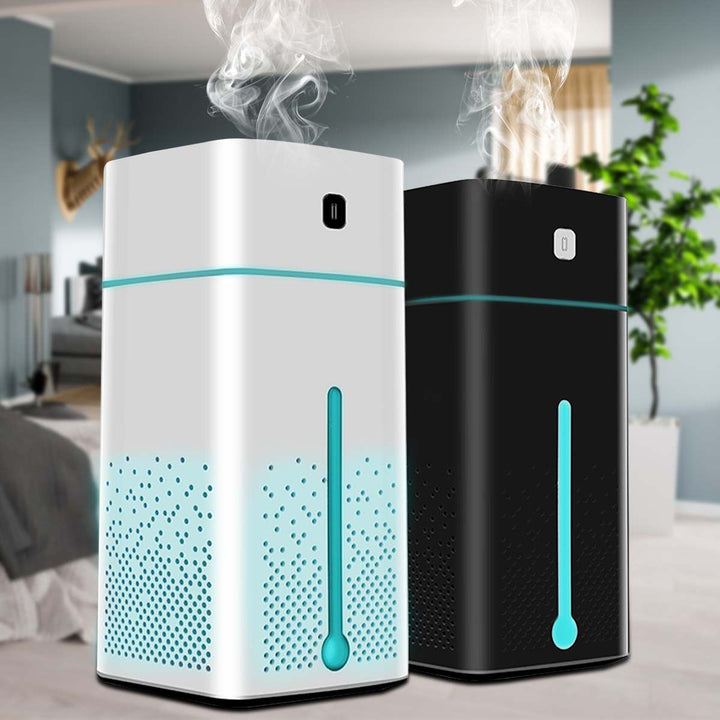 Compact air purifier and humidifier with LED night light