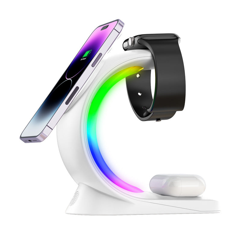 4-in-1 Magnetic Wireless Charging Station with RGB Light for iPhone, Watch & AirPods - Lofty Enterprises