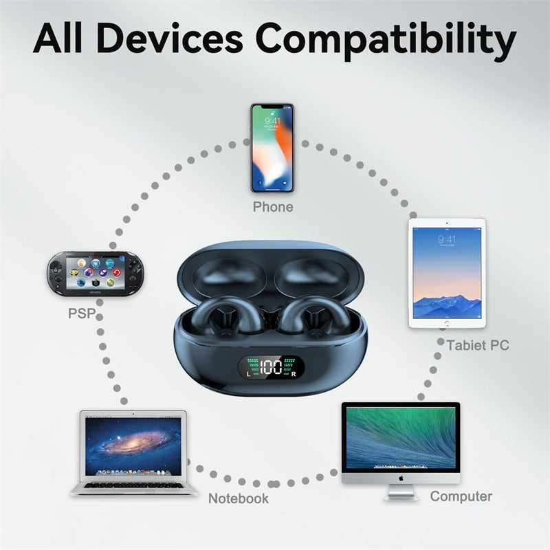 Black open-ear bone-conduction Bluetooth earbuds